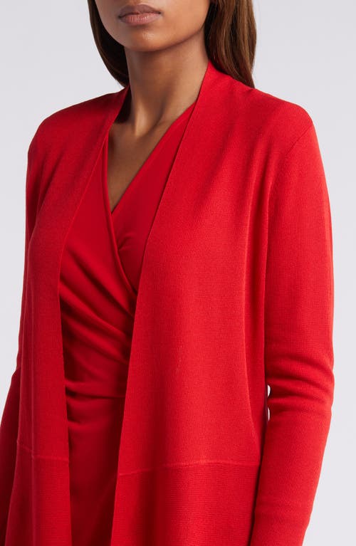 Shop Anne Klein Monterey Peplum Cardigan In Bright Crimson