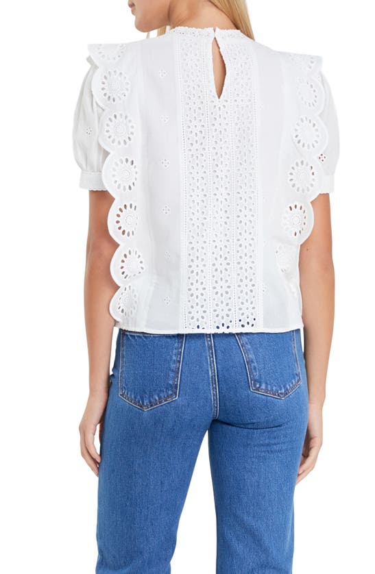 Shop English Factory Embroidered Eyelet Short Sleeve Cotton Top In White