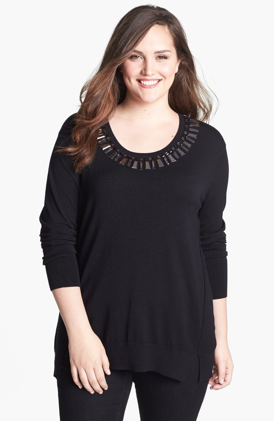 Sejour Embellished Sweater (Plus Size) Nordstrom