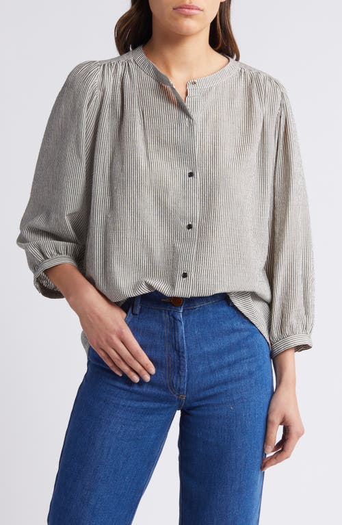 Sessun Sessùn A View Stripe Cotton Button-up Shirt In Gray