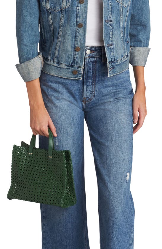 Clare V Petit Simple Woven Leather Tote In Evergreen Woven | ModeSens
