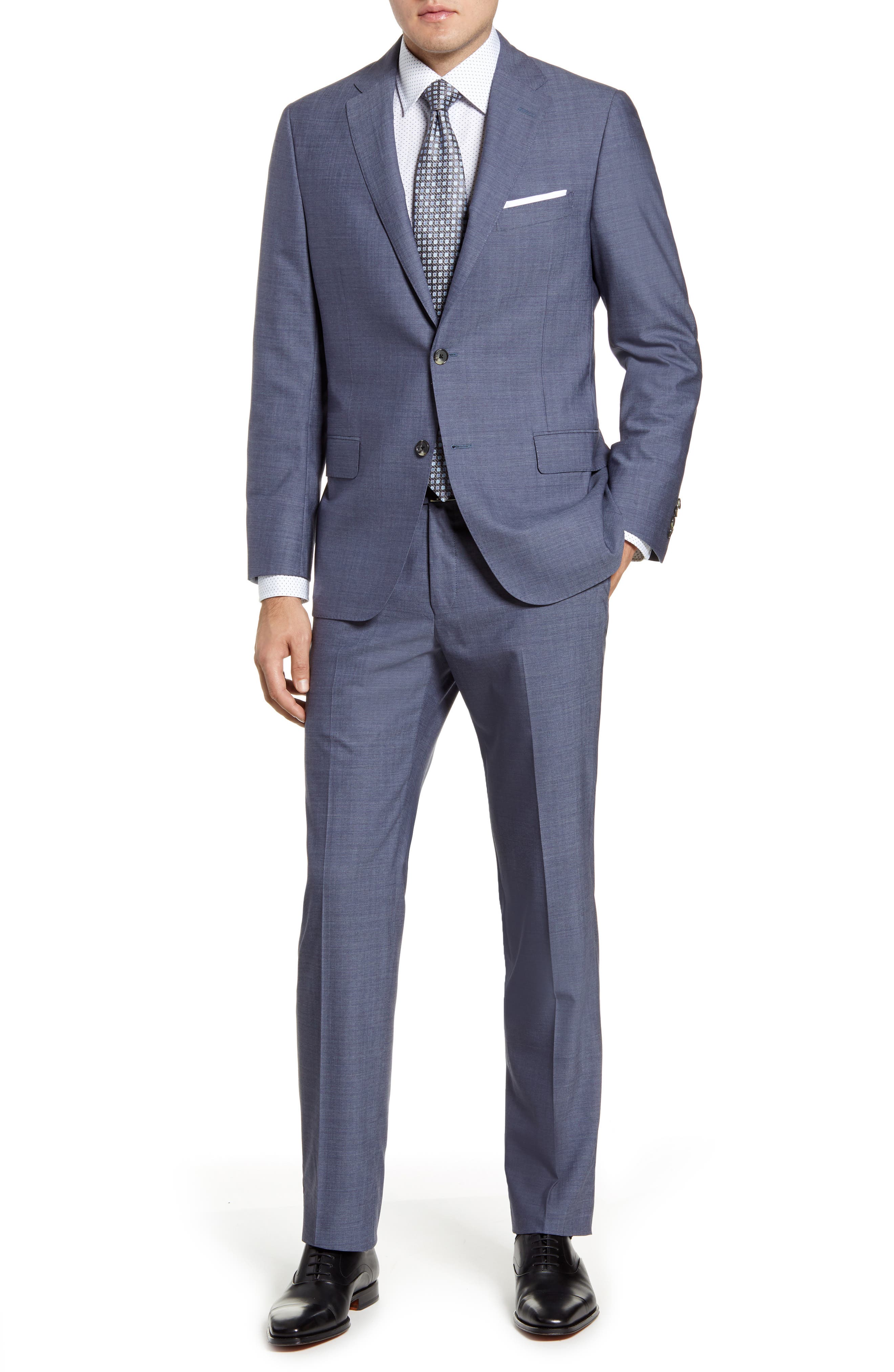 Hickey Freeman Classic B Fit Chambray Wool Suit | Nordstrom