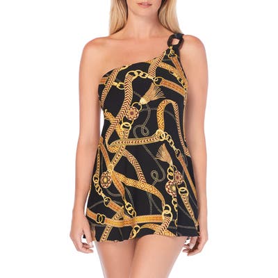 Magicsuit Jetsetter Amal One-Shoulder Skirted One-Piece Swimsuit, None