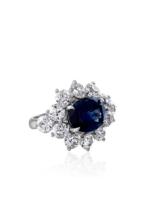 Shop Mindi Mond Reconceived Collection Sapphire & Diamond Halo Cocktail Ring In 18k White Gold