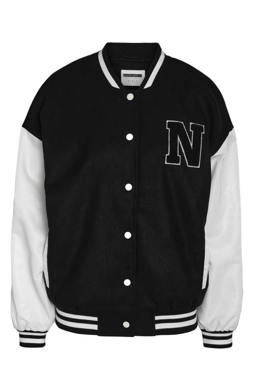 Shop Noisy May Delva College Jacket In Black Detail Pearled