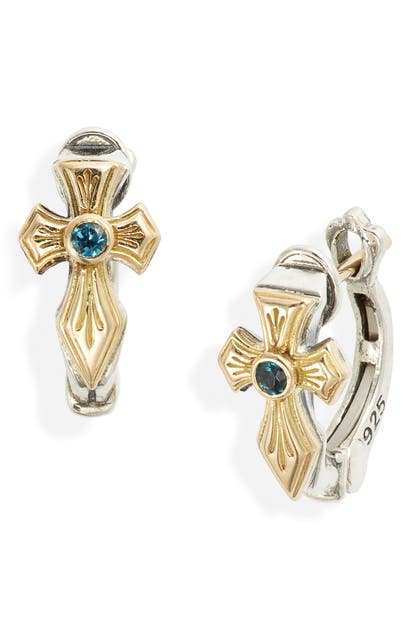 Click to view more detailed imagery on our partner's website Konstantino Kleos Blue Topaz Cross Hoop Earrings