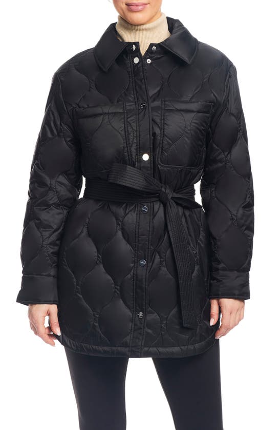 Sanctuary Quilted Tie Waist Jacket In Black