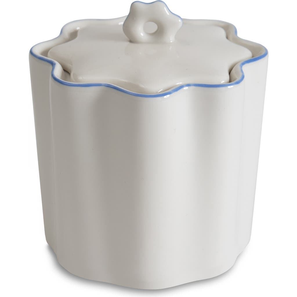Kassatex Le Marais Porcelain Cotton Ball Jar In White/cornflower Blue