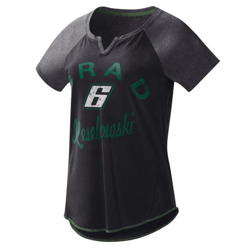 Women's G-III 4Her by Carl Banks Black Brad Keselowski Grand Slam Tri-Blend Notch V-Neck T-Shirt
