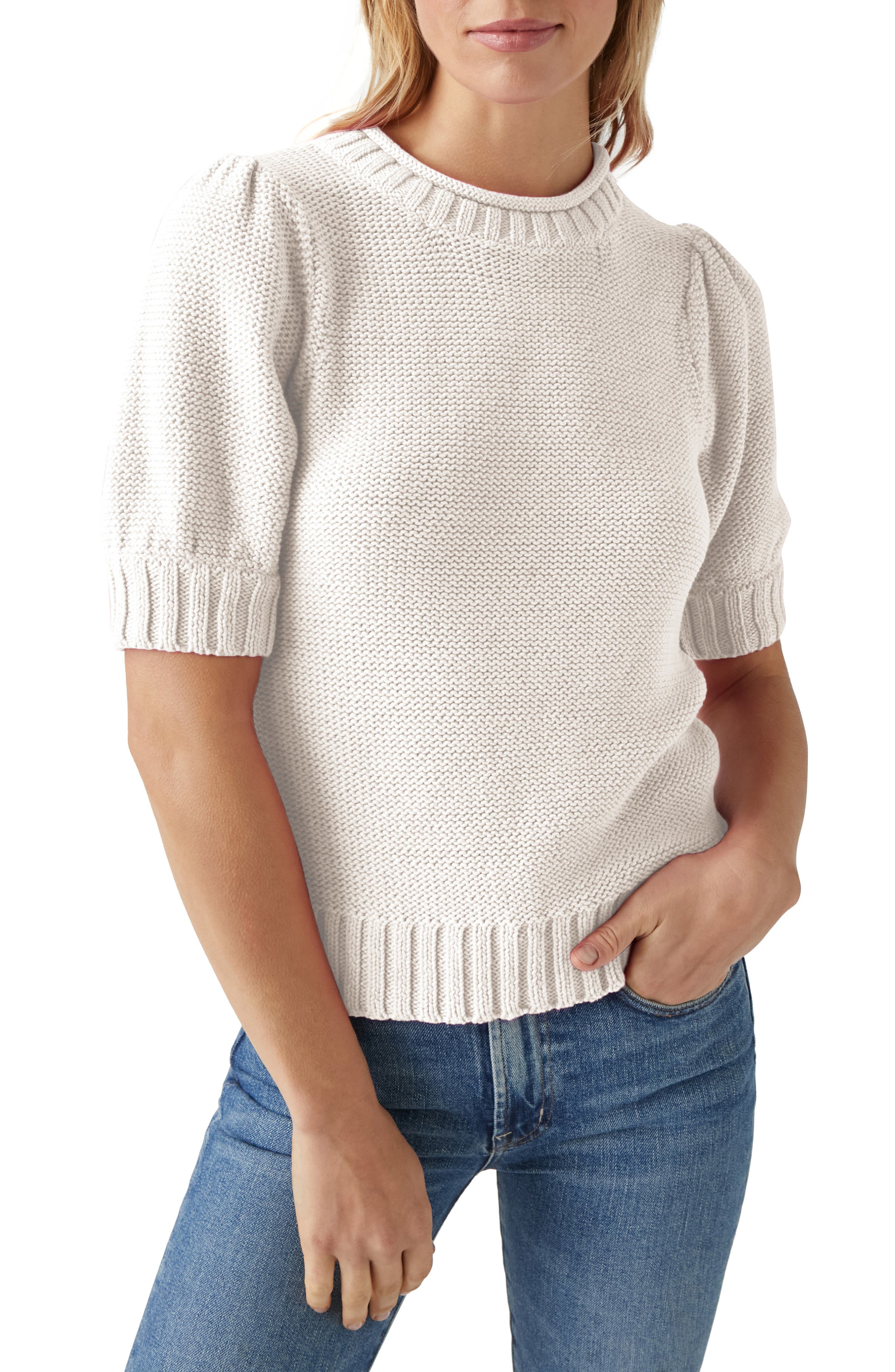 Michael Stars Astrid Puff Sleeve Cotton Blend Sweater | Nordstrom