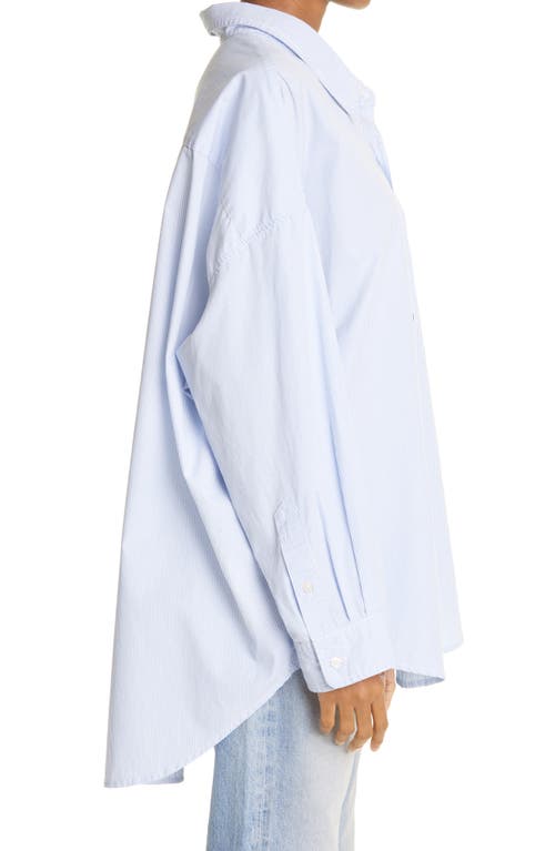 R13 Oversized Striped Cotton Oxford Shirt In Blue/white