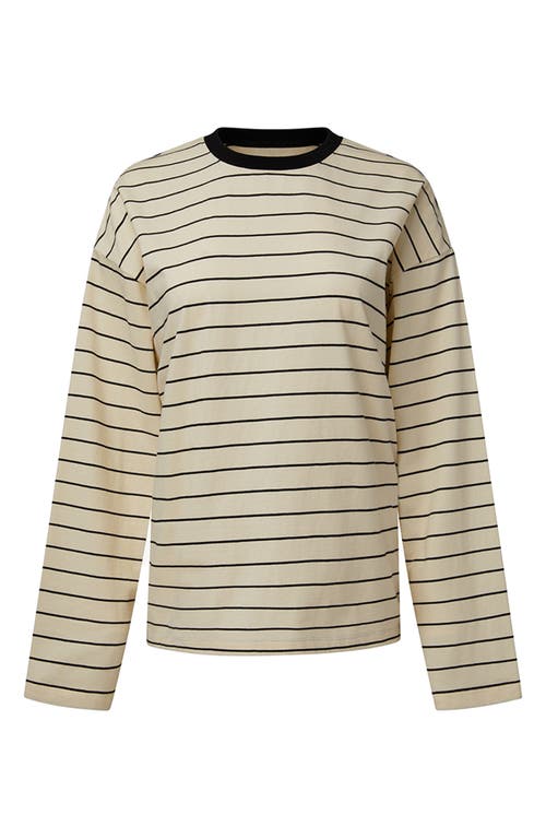 Weworewhat We Wore What Stripe Long Sleeve Boxy T-shirt In Black/antique White