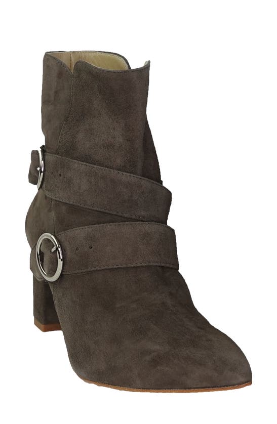 Andrea Carrano Buckle Bootie In Taupe Suede