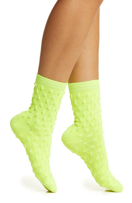 Dot Texture Crew Socks in Lime