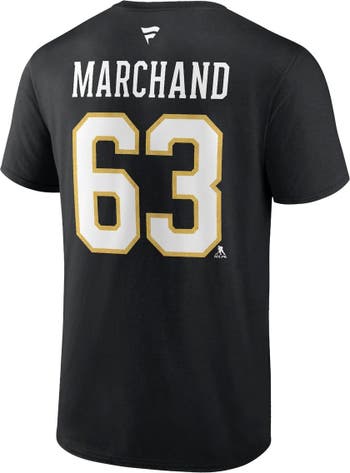 Men's Fanatics Branded Brad Marchand Black Boston Bruins Authentic Stack Name & Number Pullover Hoodie