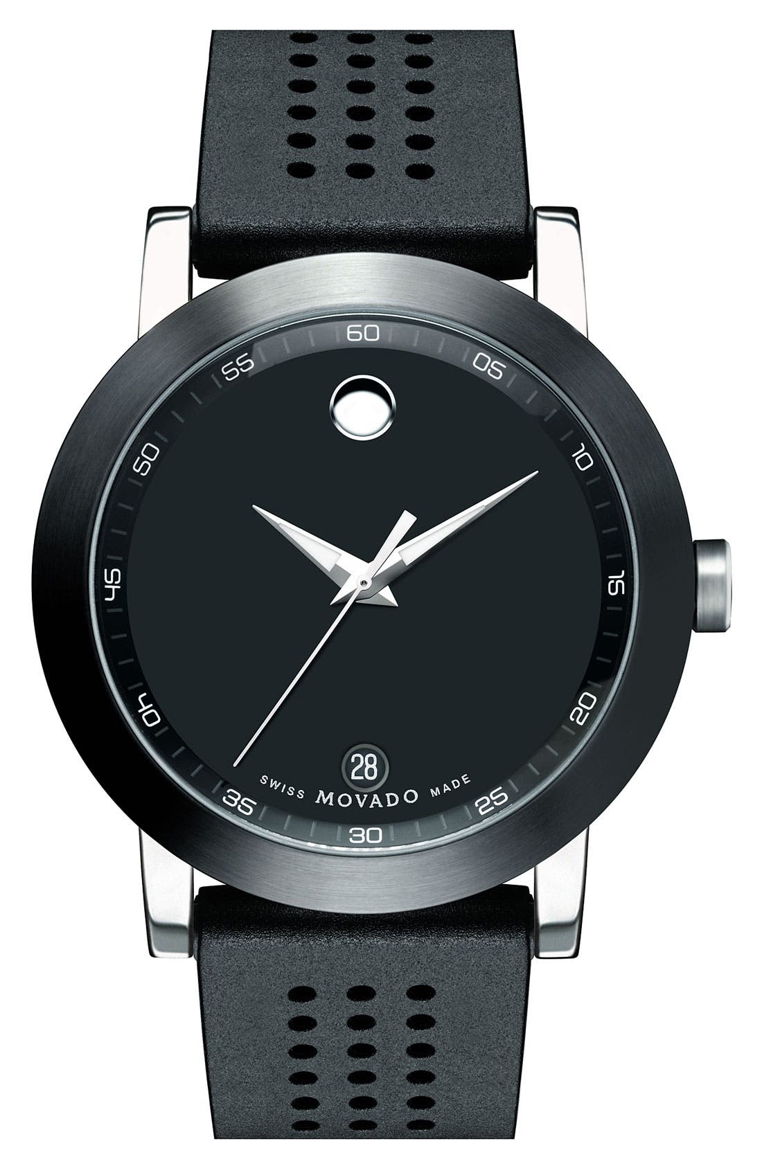 Movado 'Museum' Rubber Strap Watch, 42mm Nordstrom