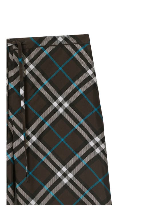 Burberry Check Silk Pyjama Trousers In Snug