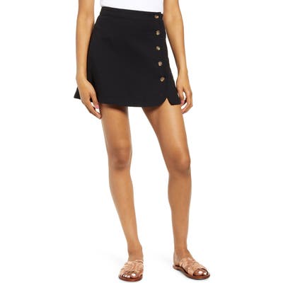 Plus Size Bp. Button Wrap Miniskirt, Black