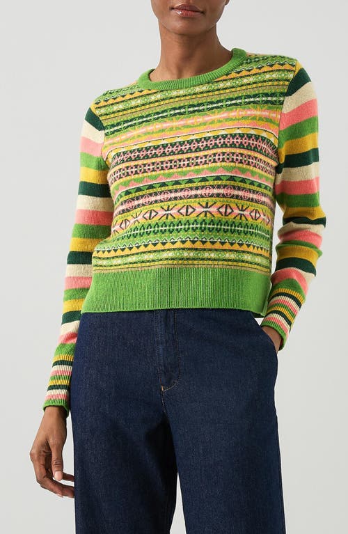 Shop Lk Bennett Josephine Fair Isle Wool Blend Sweater In Green Multi