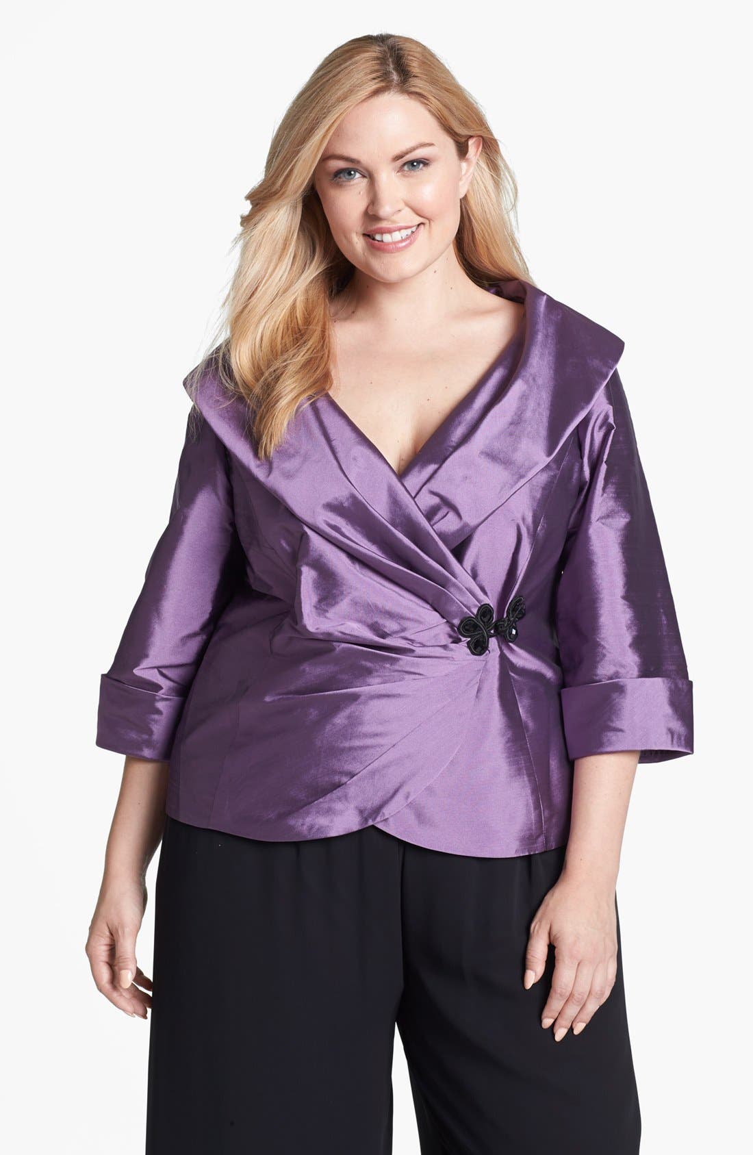 Alex Evenings Taffeta Wrap Blouse (Plus Size) Nordstrom
