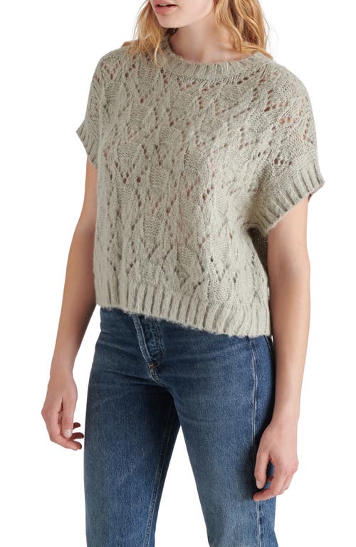 Shop Steve Madden Wilson Pointelle Sweater In Light Grey