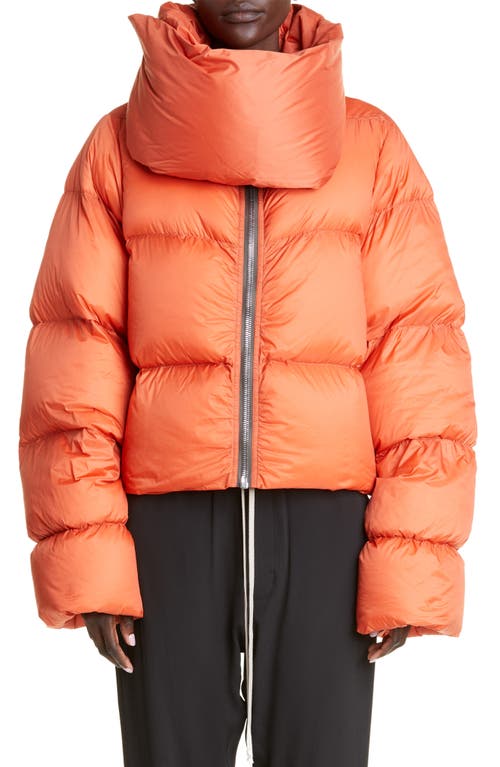 Rick Owens Funnel Neck Down Puffer Coat in Orange at Nordstrom, Size 10 Us