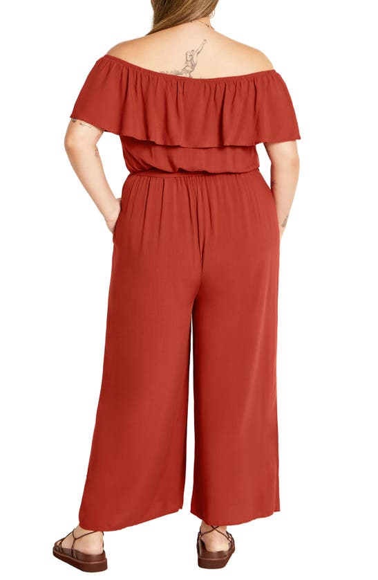 Shop City Chic Sienna Off The Shoulder Jumpsuit In Masala