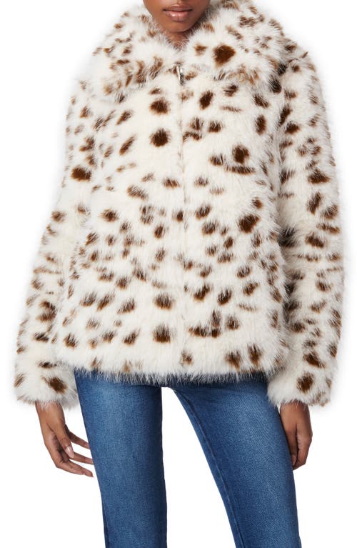 Shop Bernardo Animal Print Faux Fur Jacket In White/brown