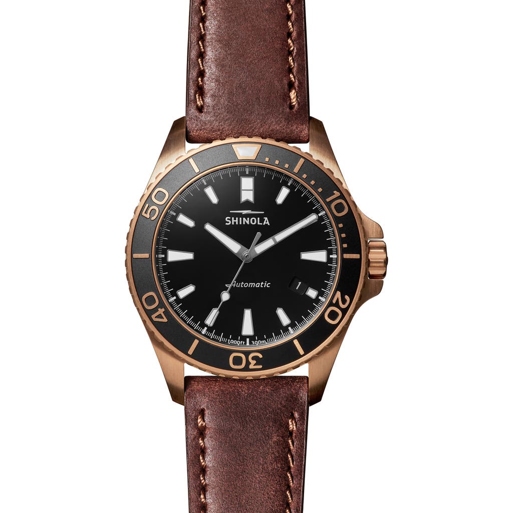 Shinola Monster Automatic Strap Watch, 43mm In Teak/black/bronze