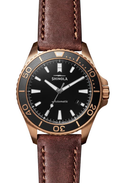 Shop Shinola Monster Automatic Strap Watch, 43mm In Teak/black/bronze