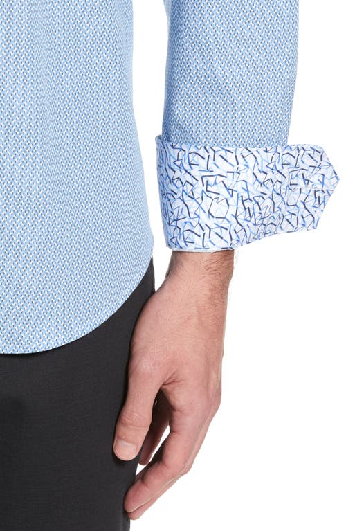 Shop Bugatchi Shaped Fit Print Sport Shirt In Air Blue