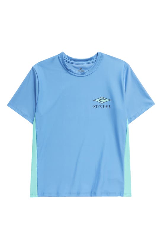 Shop Rip Curl Kids' Lost Islands Logo Short Sleeve Rashguard In Blue Yonder