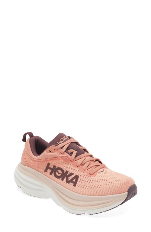 Hoka Bondi 8 Running Shoe In Earthenware/pink Clay