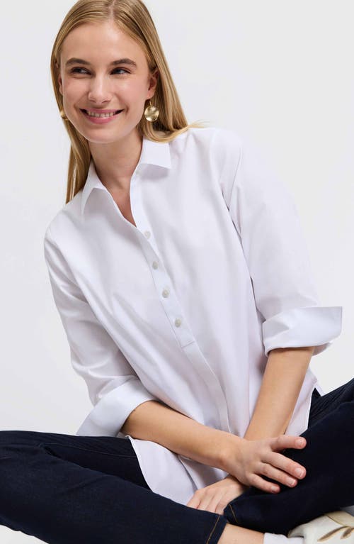 Foxcroft Sophia Johnny Collar Jersey Shirt In White