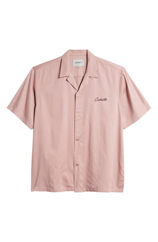 Shop Carhartt Work In Progress Delray Cotton & Lyocell Camp Shirt In Glassy Pink Black