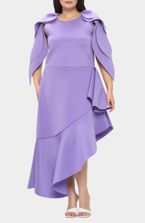 Shop L I V D Kaskade Asymmetric Ruffle Dress In Lavender