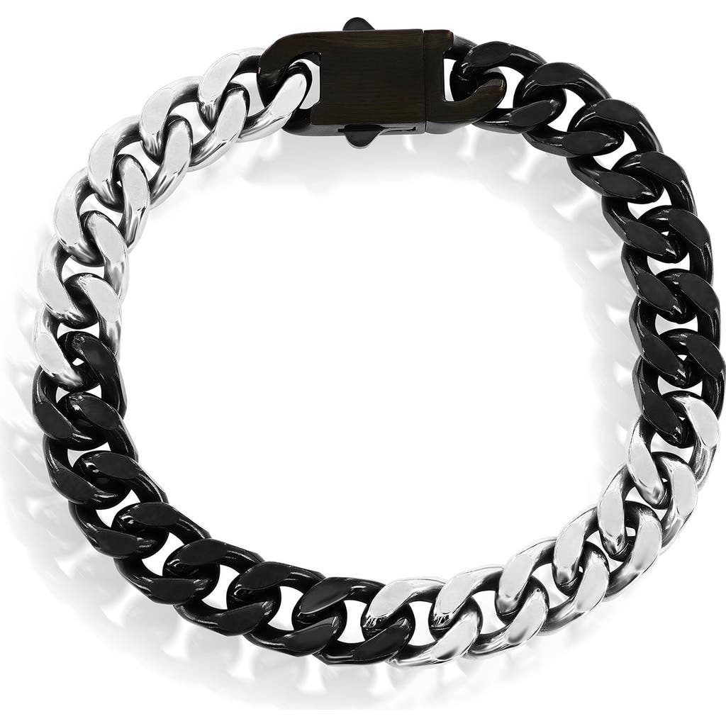 Blackjack Cuban Link Bracelet In Black/silver