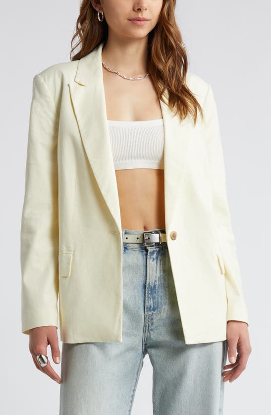 Shop Open Edit Linen Blend Blazer In Yellow Frost