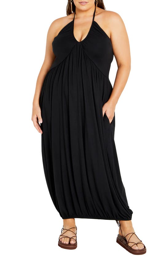 Shop City Chic Kyla Halter Midi Dress In Black