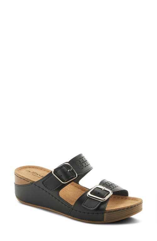 Flexus By Spring Step Thrume Wedge Slide Sandal In Black