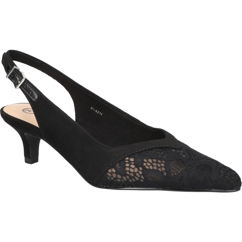 Bella Vita Marquette Womens Adjustable Faux Suede Slingback Heels In Black Suede