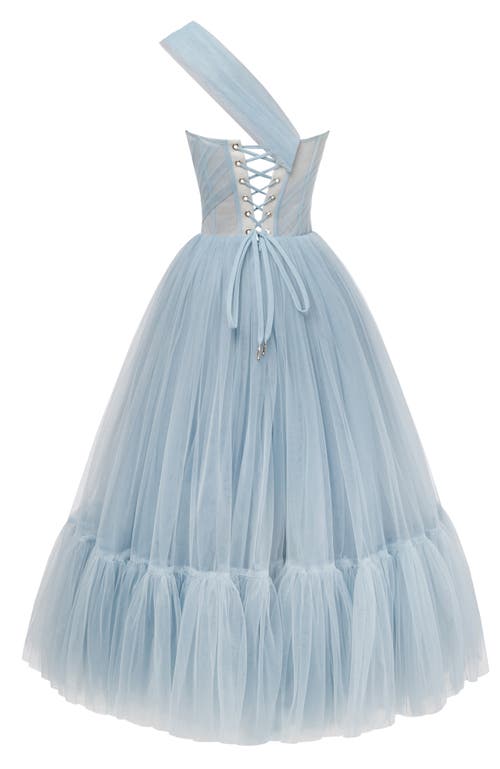 Shop Milla One-shoulder Cocktail Tulle Dress In Light Blue