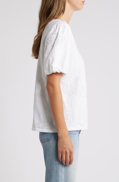 Shop Tommy Bahama Hibiscus Embroidered Organic Cotton Top In White