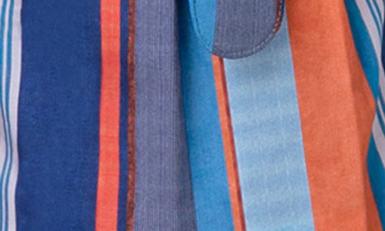 Shop Akris Punto Fiorellina Belted Cotton Bermuda Shorts In Denim-multicolor