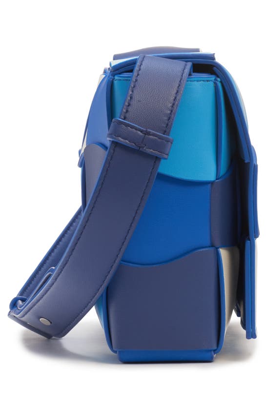 Shop Bottega Veneta Medium Cassette Wavy Intreccio Leather Crossbody Bag In Blue Multi