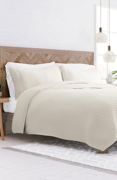 Homespun Stripe Stitch Quilt Set In Natural