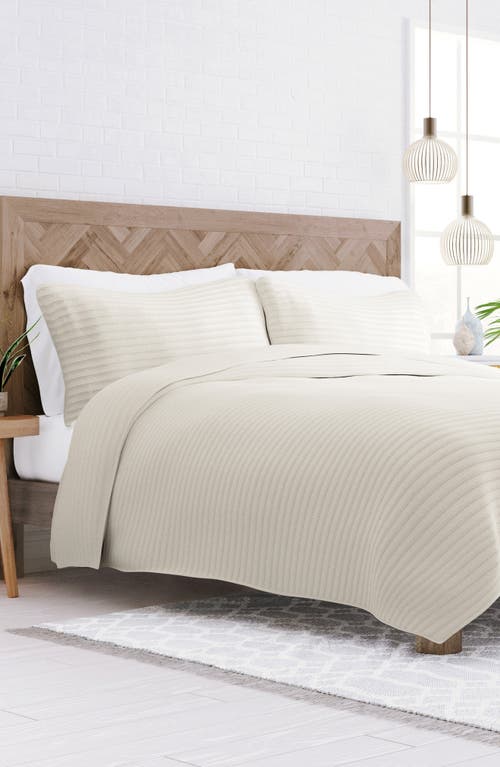 Shop Homespun Stripe Stitch Quilt Set In Natural