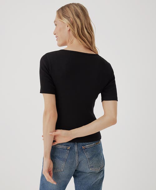 Shop Pact Organic Favorite Rib Henley Top In Black