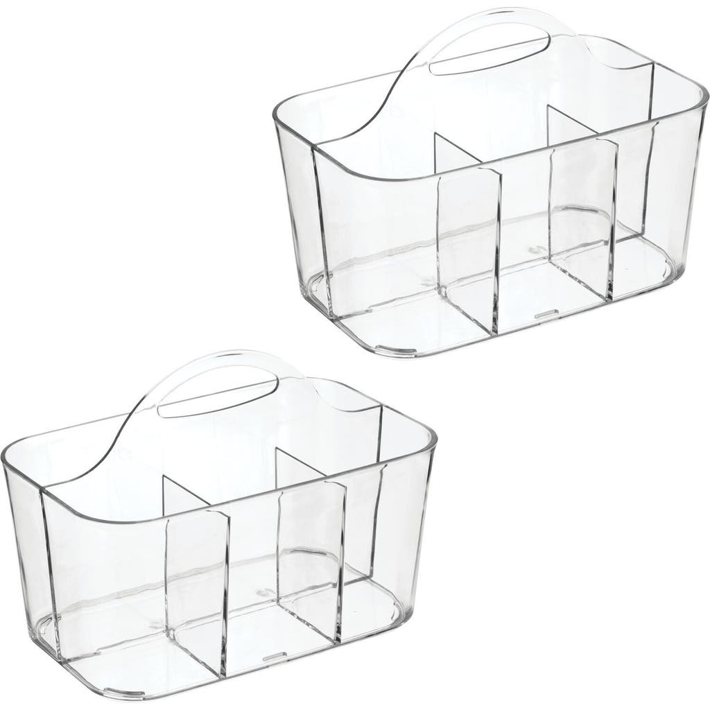 Mdesign Small Plastic Divided Cosmetic Storage Organizer Caddy, 2 Pack In Clear
