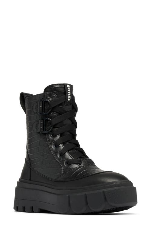 Sorel Caribou X Waterproof Leather Lace-up Boot In Black/black